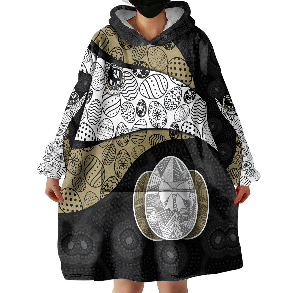 Personalized Magpie Football Wearable Blanket Hoodie Easter Egg Pattern Monochrome Tribal Dot Art Style