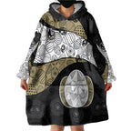 Personalized Magpie Football Wearable Blanket Hoodie Easter Egg Pattern Monochrome Tribal Dot Art Style