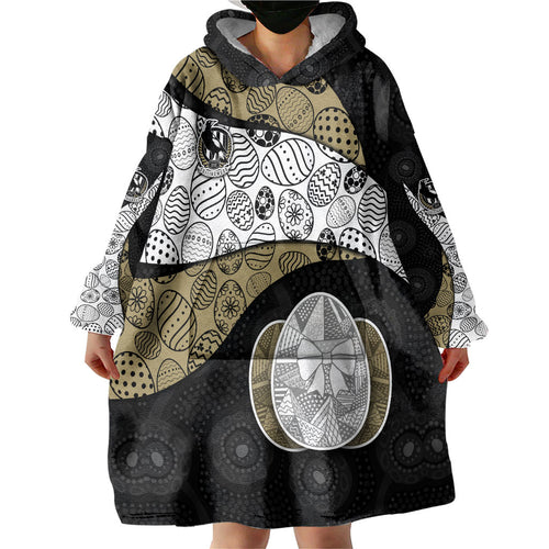 Personalized Magpie Football Wearable Blanket Hoodie Easter Egg Pattern Monochrome Tribal Dot Art Style