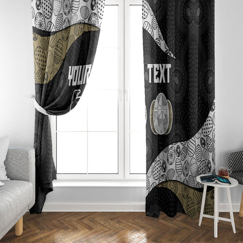Personalized Magpie Football Window Curtain Easter Egg Pattern Monochrome Tribal Dot Art Style