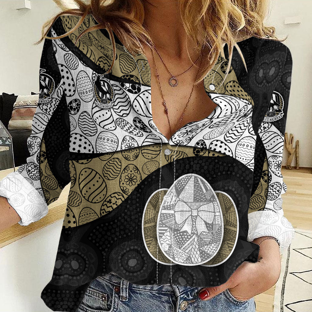 Personalized Magpie Football Women Casual Shirt Easter Egg Pattern Monochrome Tribal Dot Art Style