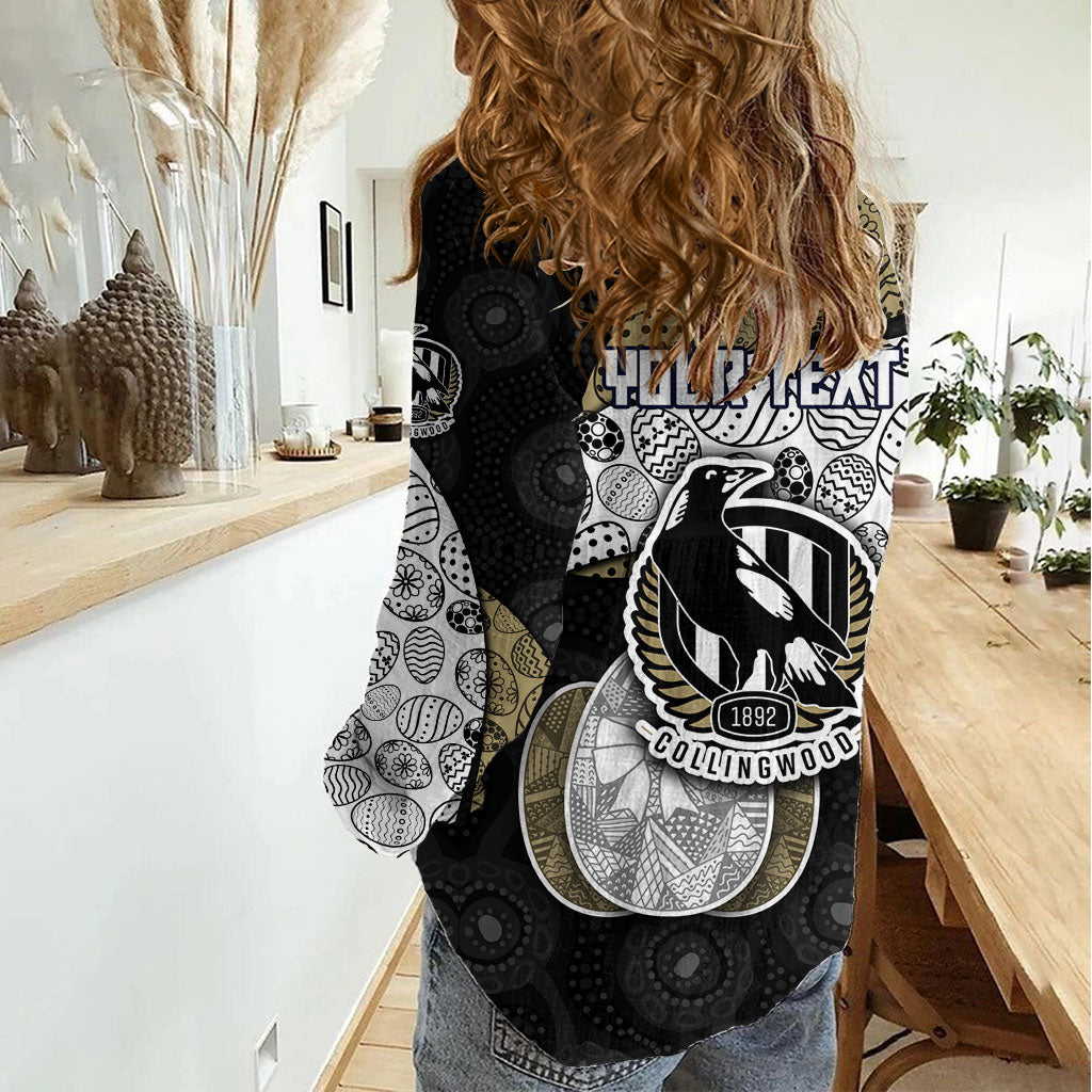 Personalized Magpie Football Women Casual Shirt Easter Egg Pattern Monochrome Tribal Dot Art Style