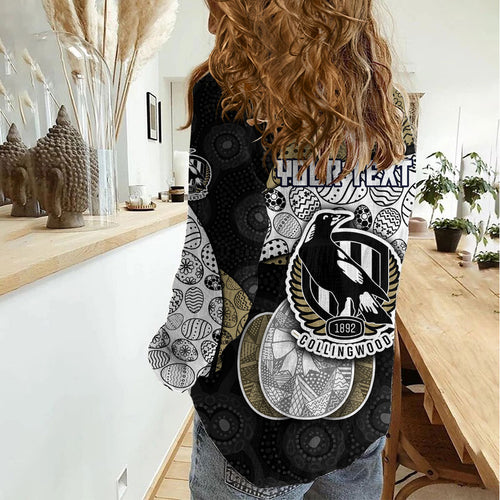 Personalized Magpie Football Women Casual Shirt Easter Egg Pattern Monochrome Tribal Dot Art Style