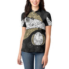 Personalized Magpie Football Women Polo Shirt Easter Egg Pattern Monochrome Tribal Dot Art Style