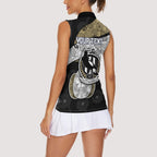 Personalized Magpie Football Women Sleeveless Polo Shirt Easter Egg Pattern Monochrome Tribal Dot Art Style