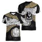 Personalized Magpie Football Women V-Neck T-Shirt Easter Egg Pattern Monochrome Tribal Dot Art Style