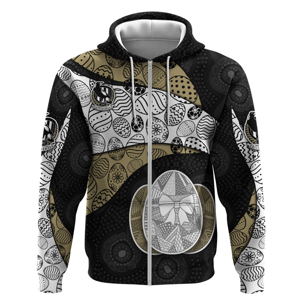 Personalized Magpie Football Zip Hoodie Easter Egg Pattern Monochrome Tribal Dot Art Style