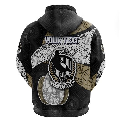 Personalized Magpie Football Zip Hoodie Easter Egg Pattern Monochrome Tribal Dot Art Style