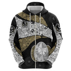 Personalized Magpie Football Zip Hoodie Easter Egg Pattern Monochrome Tribal Dot Art Style