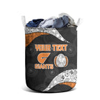 Personalized Giants Football Laundry Basket Easter Egg Pattern Orange Monochrome Tribal Dot Style