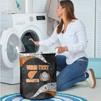 Personalized Giants Football Laundry Basket Easter Egg Pattern Orange Monochrome Tribal Dot Style
