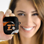 Personalized Giants Football AirPods Case Easter Egg Pattern Orange Monochrome Tribal Dot Style