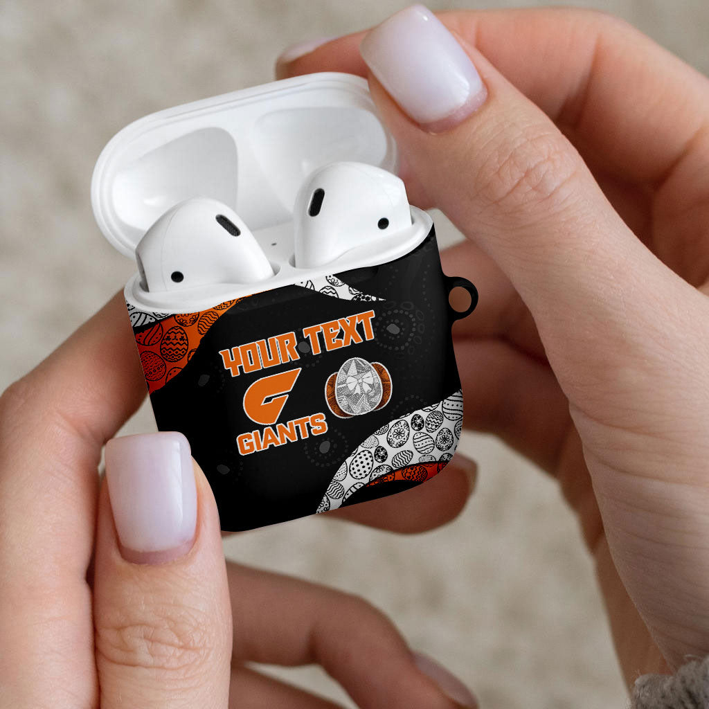Personalized Giants Football AirPods Case Easter Egg Pattern Orange Monochrome Tribal Dot Style