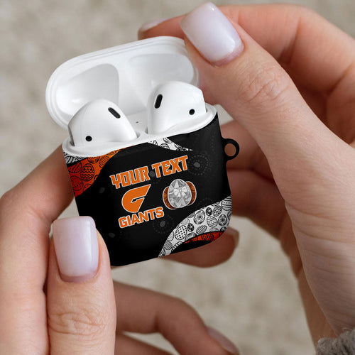 Personalized Giants Football AirPods Case Easter Egg Pattern Orange Monochrome Tribal Dot Style