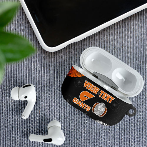 Personalized Giants Football AirPods Case Easter Egg Pattern Orange Monochrome Tribal Dot Style