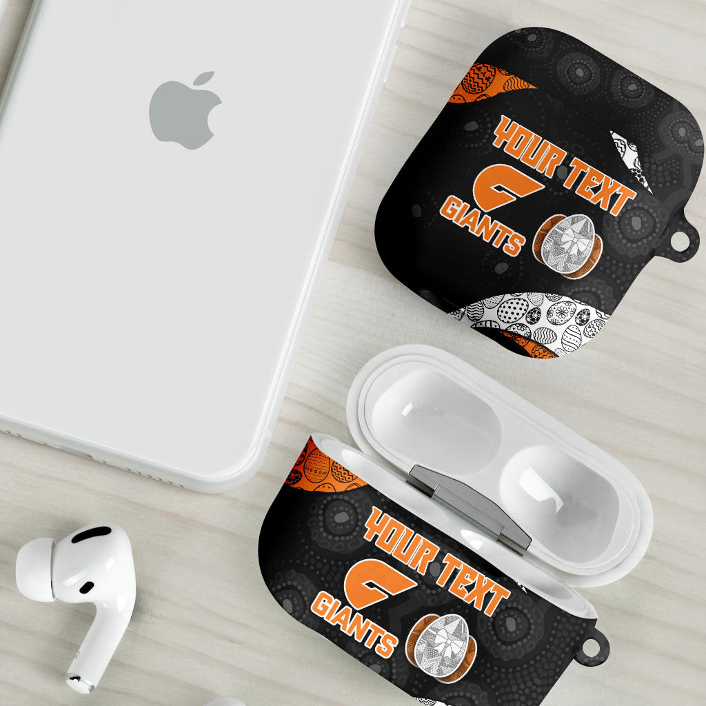 Personalized Giants Football AirPods Case Easter Egg Pattern Orange Monochrome Tribal Dot Style
