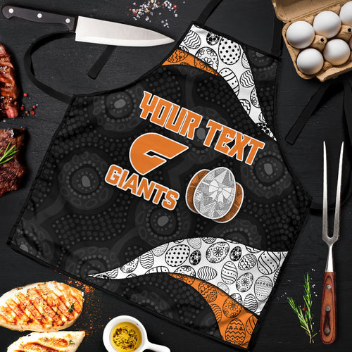 Personalized Giants Football Apron Easter Egg Pattern Orange Monochrome Tribal Dot Style