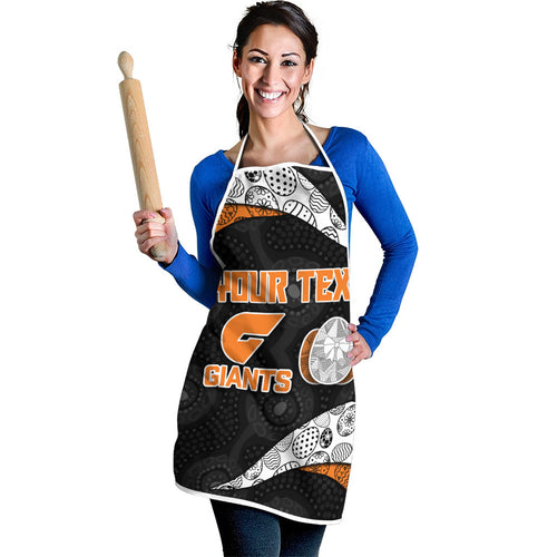 Personalized Giants Football Apron Easter Egg Pattern Orange Monochrome Tribal Dot Style