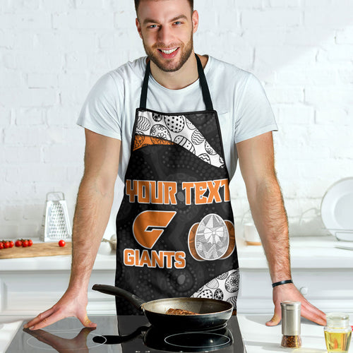 Personalized Giants Football Apron Easter Egg Pattern Orange Monochrome Tribal Dot Style
