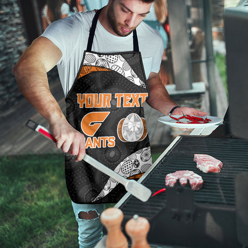Personalized Giants Football Apron Easter Egg Pattern Orange Monochrome Tribal Dot Style