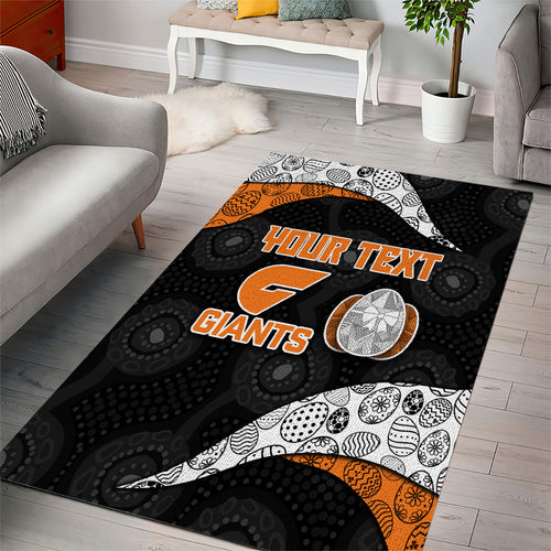 Personalized Giants Football Area Rug Easter Egg Pattern Orange Monochrome Tribal Dot Style