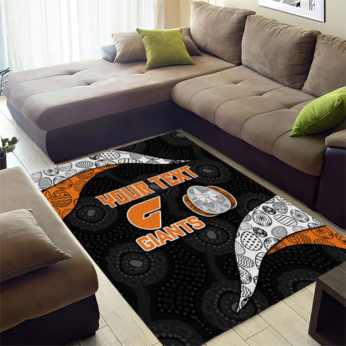 Personalized Giants Football Area Rug Easter Egg Pattern Orange Monochrome Tribal Dot Style