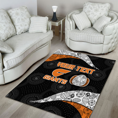 Personalized Giants Football Area Rug Easter Egg Pattern Orange Monochrome Tribal Dot Style