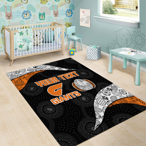 Personalized Giants Football Area Rug Easter Egg Pattern Orange Monochrome Tribal Dot Style