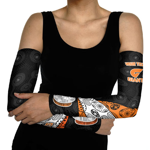 Personalized Giants Football Arm Sleeves Easter Egg Pattern Orange Monochrome Tribal Dot Style