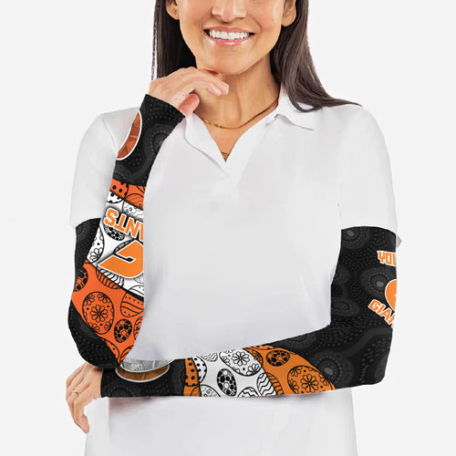 Personalized Giants Football Arm Sleeves Easter Egg Pattern Orange Monochrome Tribal Dot Style