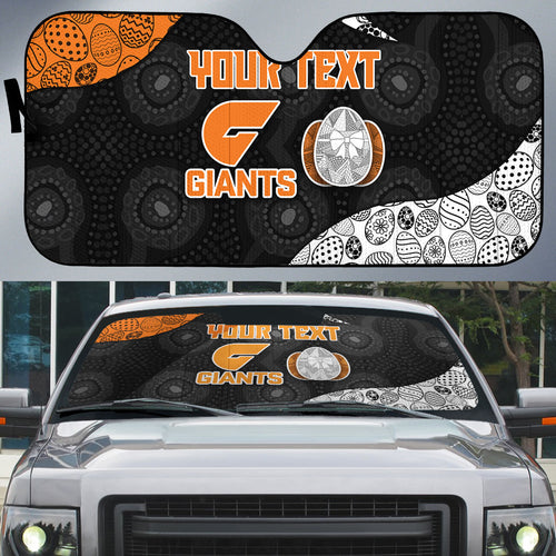 Personalized Giants Football Auto Sun Shade Easter Egg Pattern Orange Monochrome Tribal Dot Style