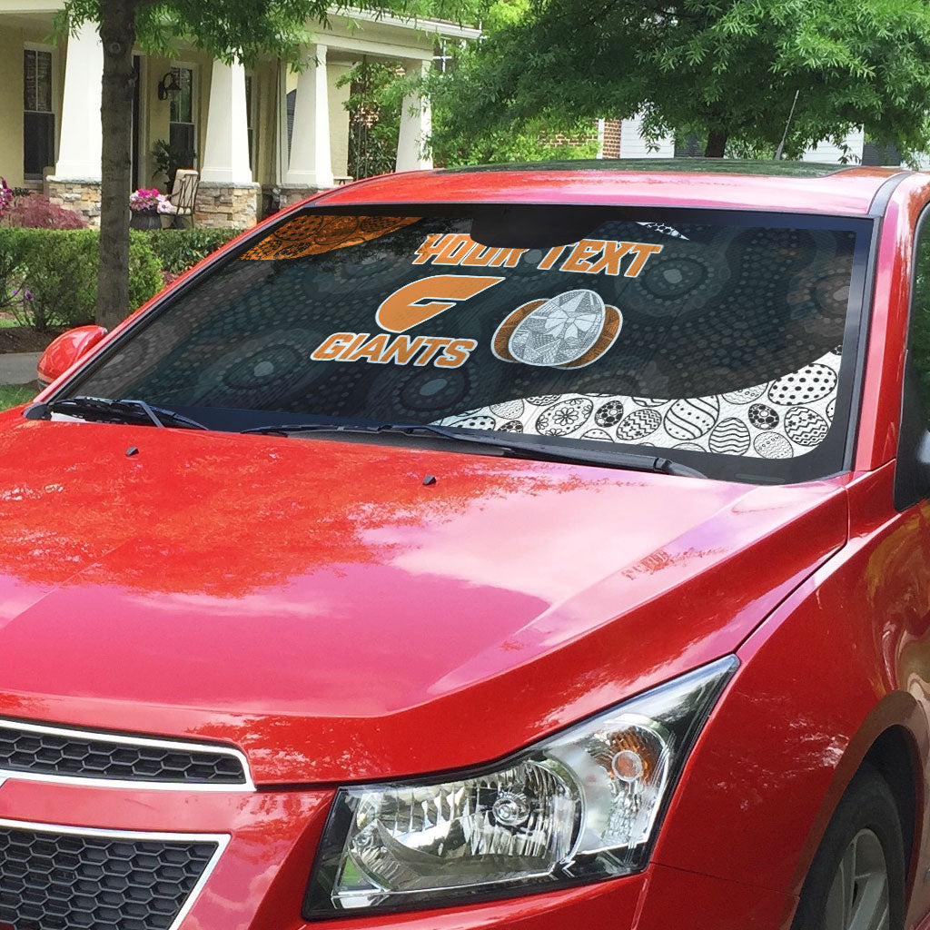 Personalized Giants Football Auto Sun Shade Easter Egg Pattern Orange Monochrome Tribal Dot Style