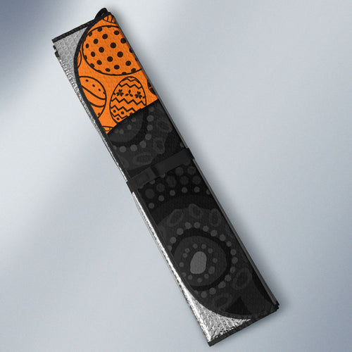 Personalized Giants Football Auto Sun Shade Easter Egg Pattern Orange Monochrome Tribal Dot Style