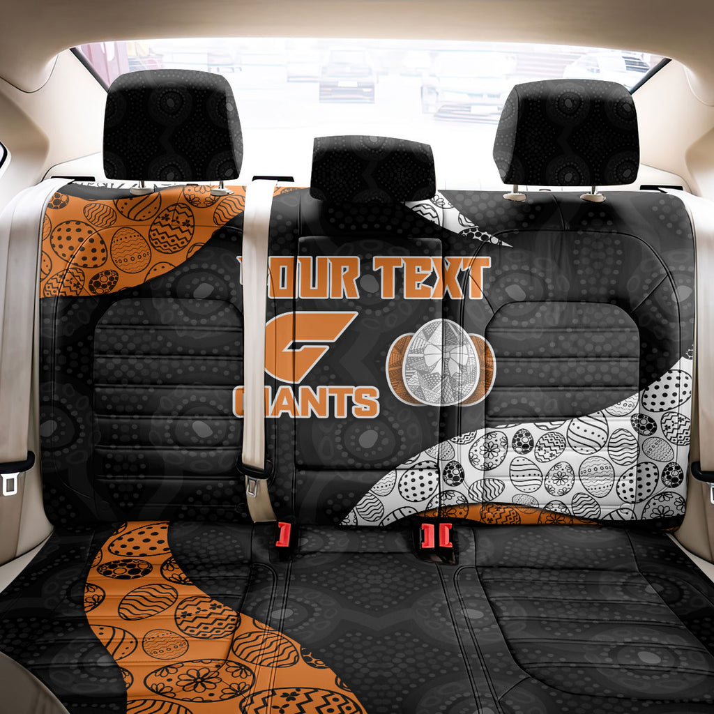 Personalized Giants Football Back Car Seat Cover Easter Egg Pattern Orange Monochrome Tribal Dot Style