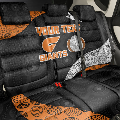 Personalized Giants Football Back Car Seat Cover Easter Egg Pattern Orange Monochrome Tribal Dot Style