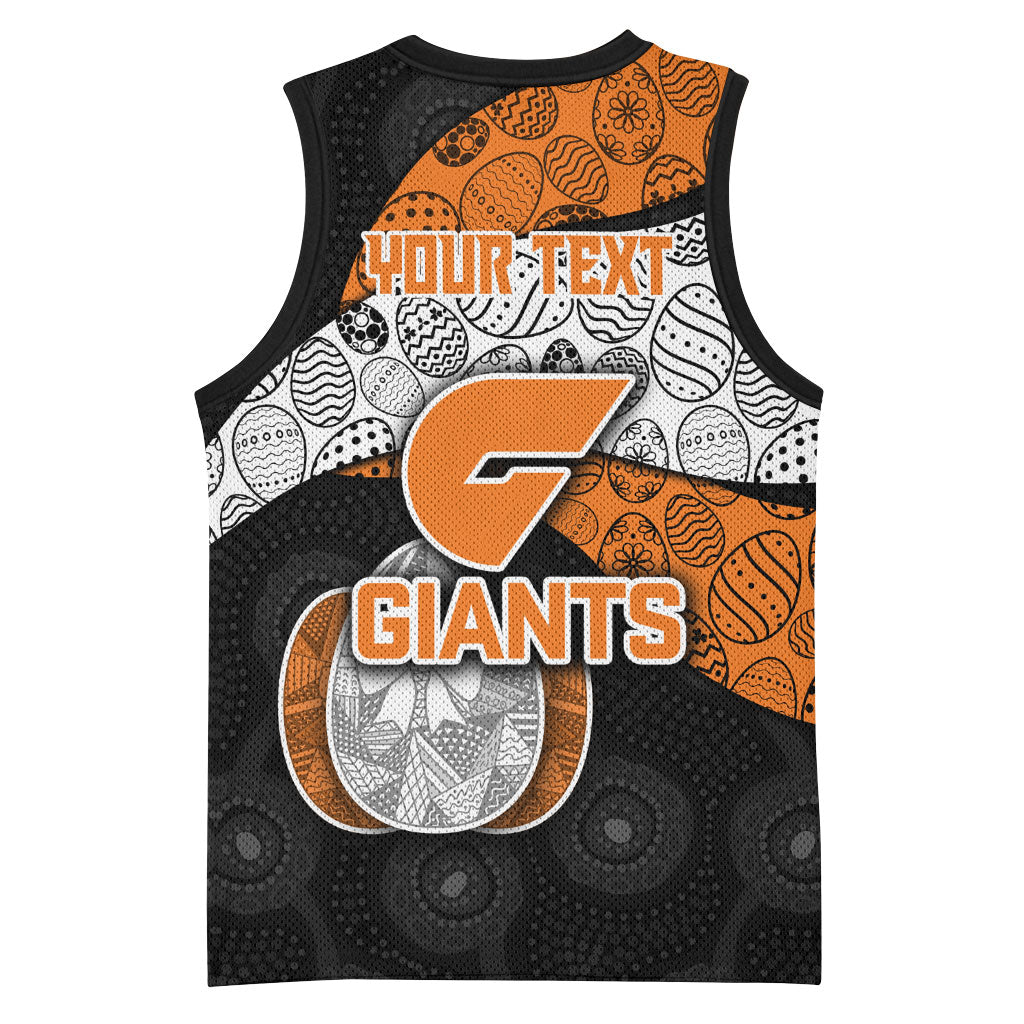 Personalized Giants Football Basketball Jersey Easter Egg Pattern Orange Monochrome Tribal Dot Style