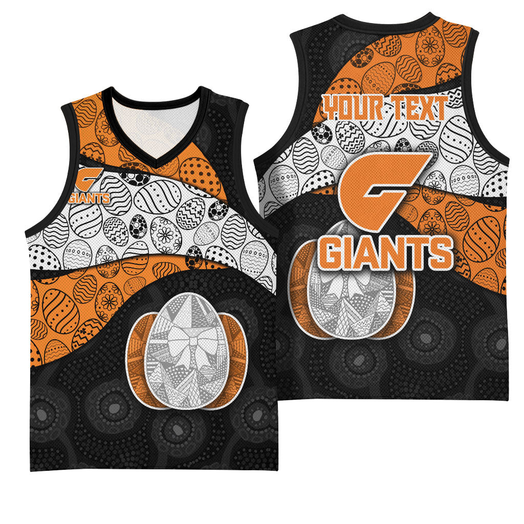 Personalized Giants Football Basketball Jersey Easter Egg Pattern Orange Monochrome Tribal Dot Style