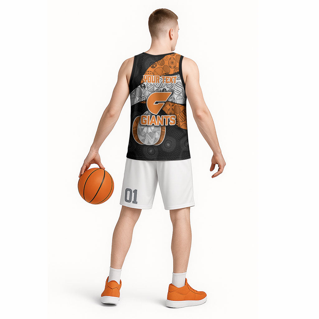 Personalized Giants Football Basketball Jersey Easter Egg Pattern Orange Monochrome Tribal Dot Style