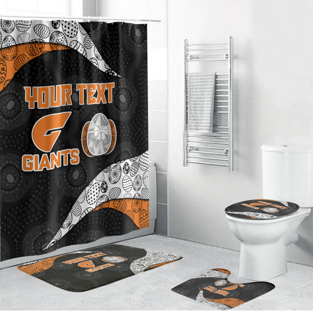 Personalized Giants Football Bathroom Set Easter Egg Pattern Orange Monochrome Tribal Dot Style