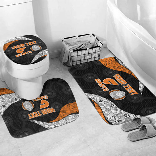 Personalized Giants Football Bathroom Set Easter Egg Pattern Orange Monochrome Tribal Dot Style