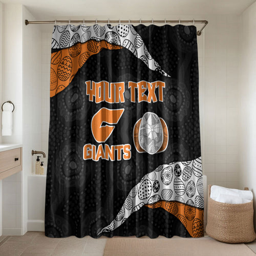 Personalized Giants Football Bathroom Set Easter Egg Pattern Orange Monochrome Tribal Dot Style