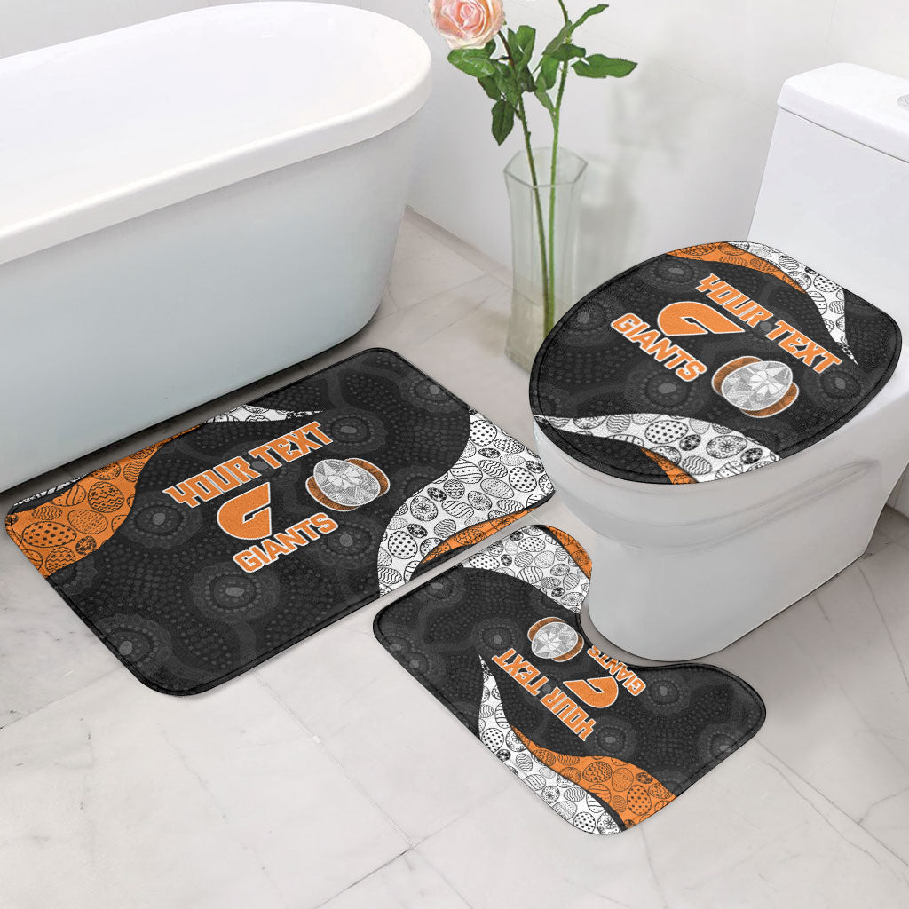 Personalized Giants Football Bathroom Set Easter Egg Pattern Orange Monochrome Tribal Dot Style