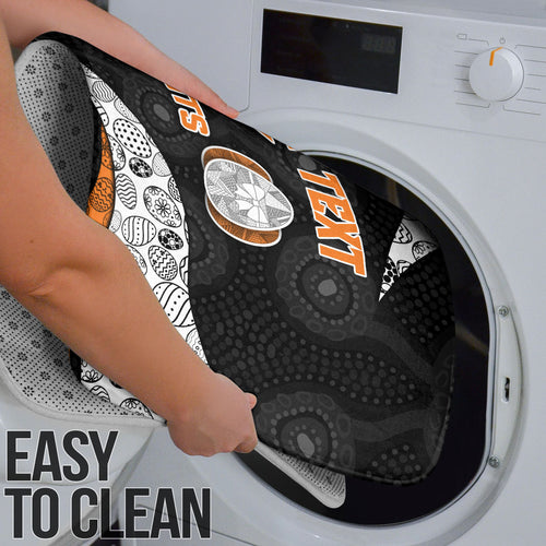 Personalized Giants Football Bathroom Set Easter Egg Pattern Orange Monochrome Tribal Dot Style