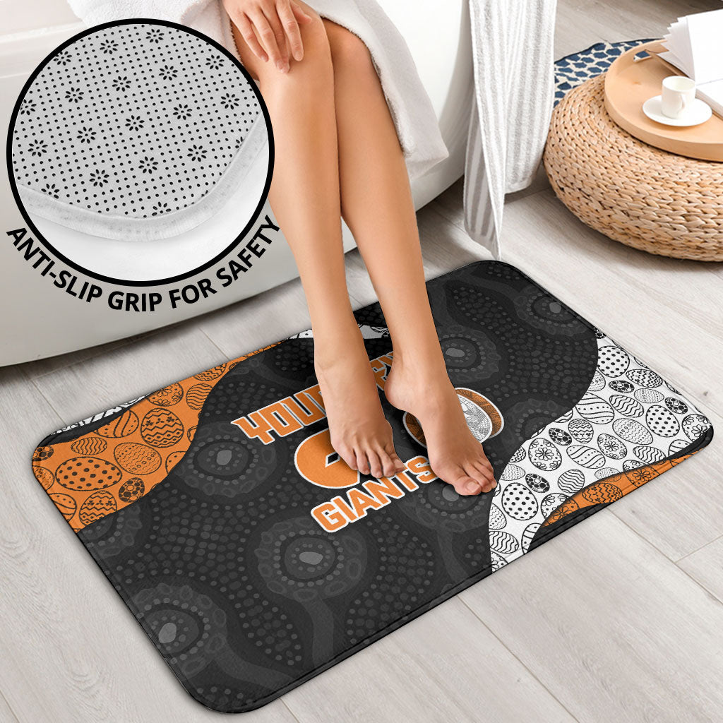 Personalized Giants Football Bathroom Set Easter Egg Pattern Orange Monochrome Tribal Dot Style
