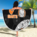 Personalized Giants Football Beach Blanket Easter Egg Pattern Orange Monochrome Tribal Dot Style