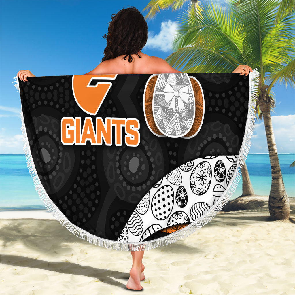 Personalized Giants Football Beach Blanket Easter Egg Pattern Orange Monochrome Tribal Dot Style
