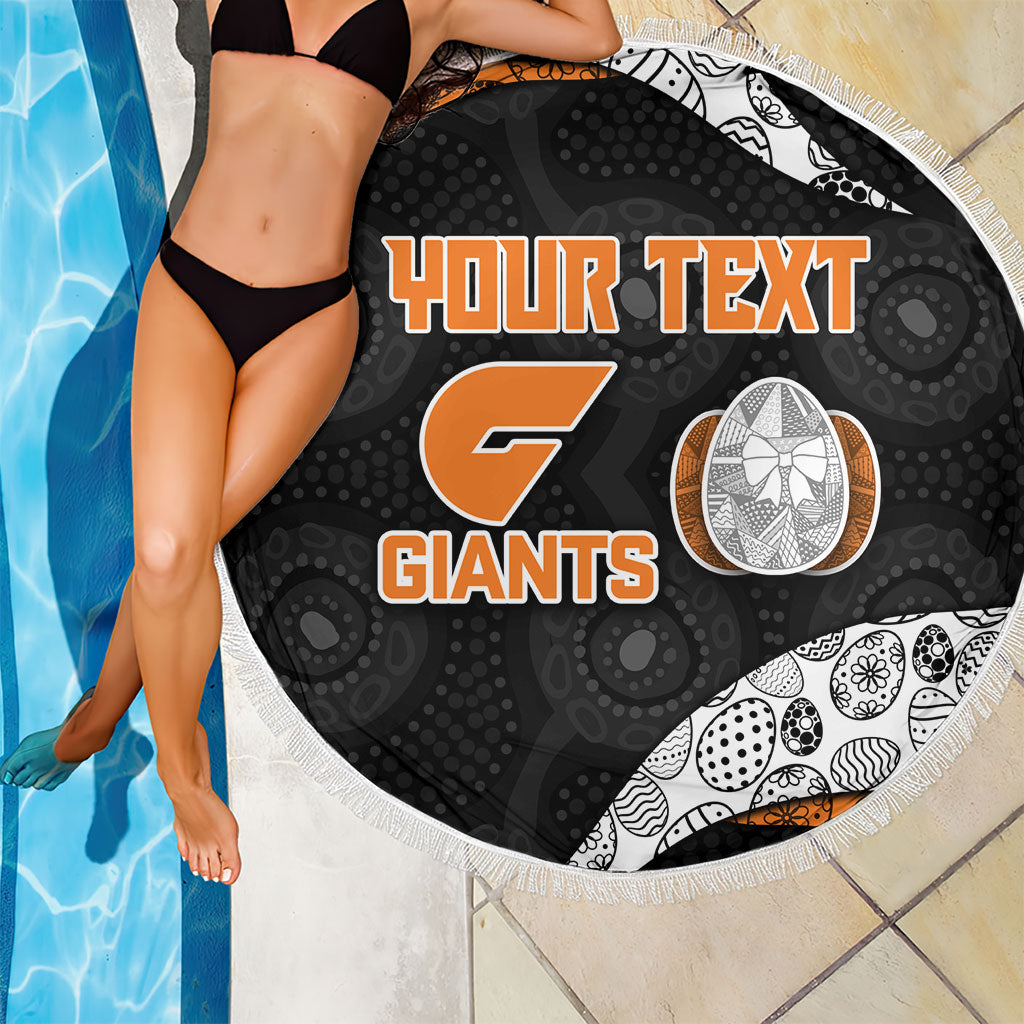 Personalized Giants Football Beach Blanket Easter Egg Pattern Orange Monochrome Tribal Dot Style