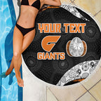 Personalized Giants Football Beach Blanket Easter Egg Pattern Orange Monochrome Tribal Dot Style
