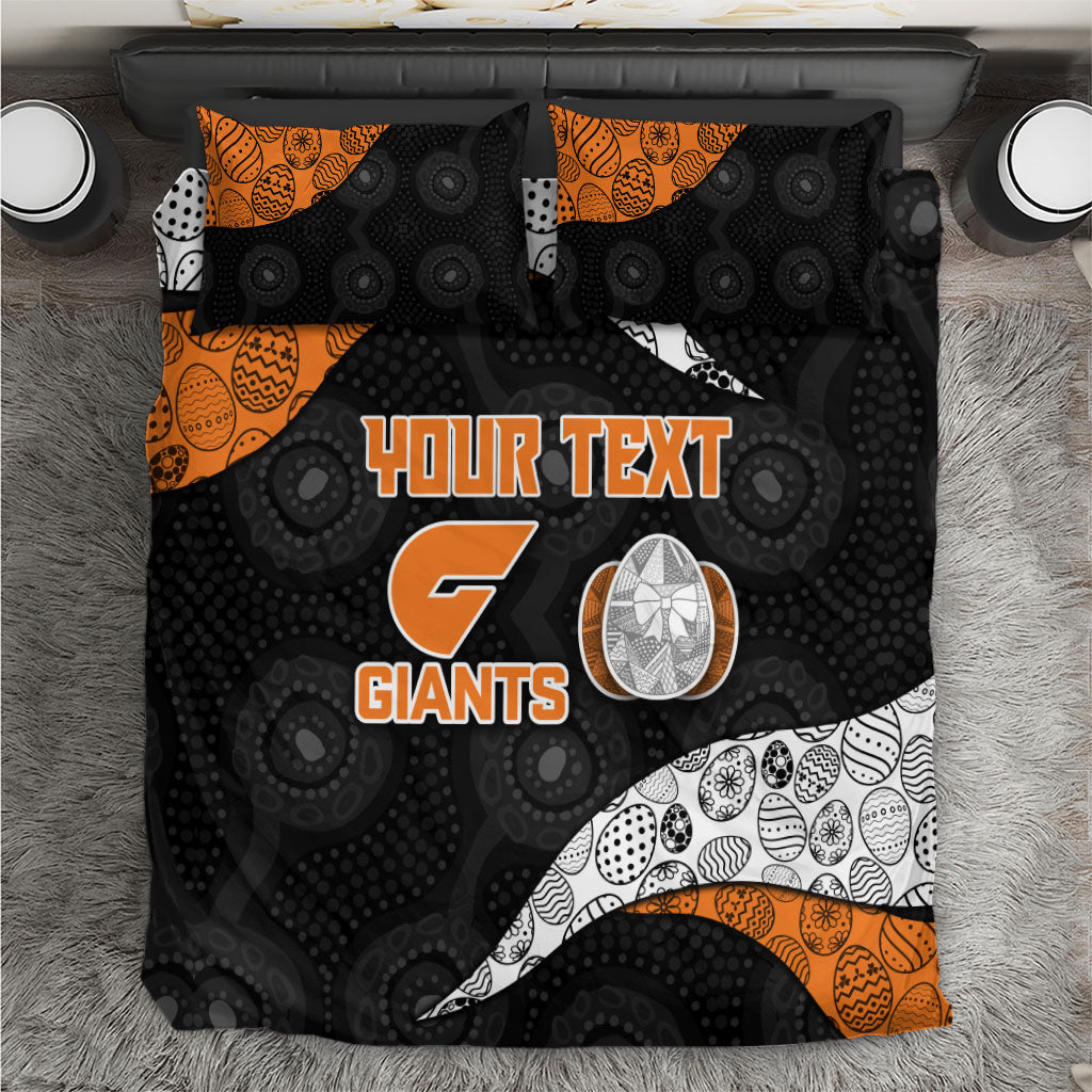 Personalized Giants Football Bedding Set Easter Egg Pattern Orange Monochrome Tribal Dot Style