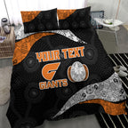 Personalized Giants Football Bedding Set Easter Egg Pattern Orange Monochrome Tribal Dot Style